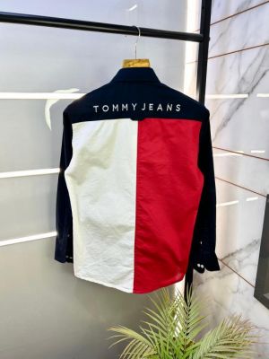 Tomm  Hilfiger Navy Blue Embroidery Back Printed Premium Shirts F2535-NY