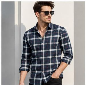 GUCC BLUE PREMIUM CHEQUES SHIRT