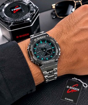G SHOCK GA 2100 Silver Multi dial