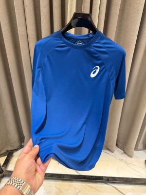 Asix Chest Logo Round Neck T-shirt Blue