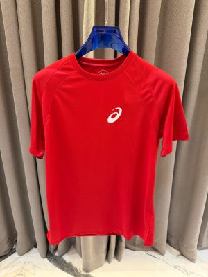 Asix Chest Logo Round Neck T-shirt Red