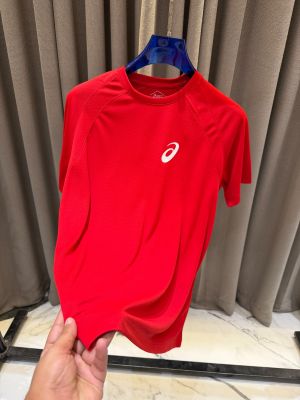 Asix Chest Logo Round Neck T-shirt Red