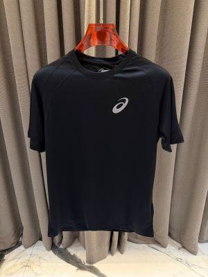 Asix Chest Logo Round Neck T-shirt Black