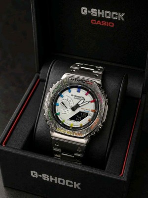 G SHOCK GA 2100 Silver rainbow dial
