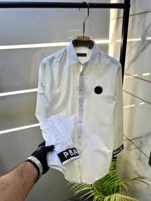 Balmai  Paris Logo White Premium Shirt With Brand Box Packing And Carry Bag F2856-WH