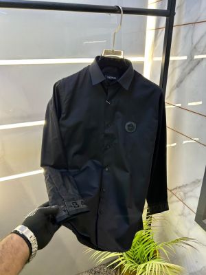 Balmai  Paris Logo Black Premium Shirt With Brand Box Packing And Carry Bag F2856-BL