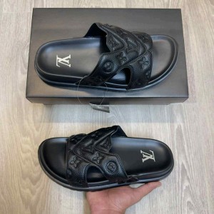 Vuitton Oasis Mule Embossed Monogram Black Slides