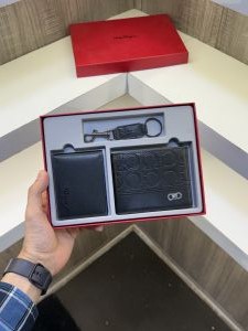 Salvator Ferragamo Imported Wallet Card holder keychain Combo With Original packing