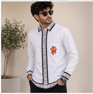  CASA BLANCA PREMIUM WHITE PRINTED SHIRT