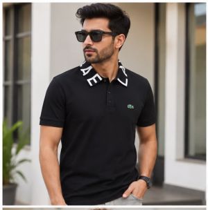 LACOSTTE PREMIUM BLACK KNITTED POLO
