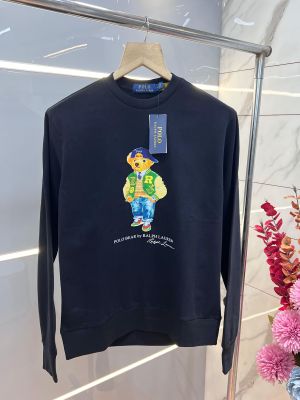 Ralp lauren black premium imported heavy cotton fleece 380 gsm teddy edition sweatshirt 3283