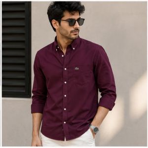 LACOSSTE MAROON  PREMIUM CLASSIC SHIRT
