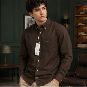 LACOSSTE BROWN DARK  PREMIUM CLASSIC SHIRT