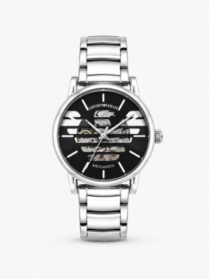 EMPORIO ARMAN AUTOMATIC PREMIUM SILVER BLACK WATCH