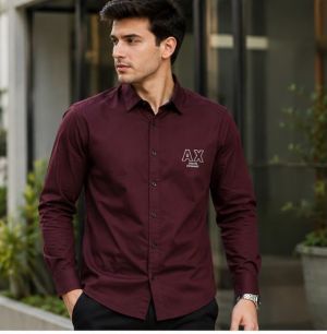 ARMANNI EXCHANGE MAROON PREMIUM SHIRT
