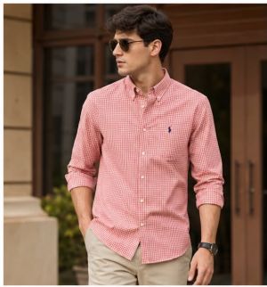 RL POLO ORANGE CHEQUES PREMIUM SHIRT