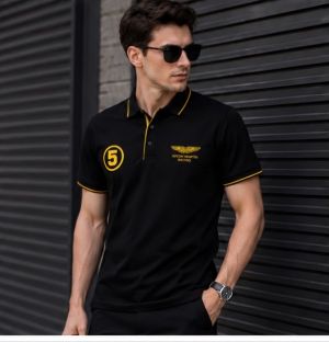 HACKKETT ASTON MARTIN BLACK YELLOW PREMIUM POLO