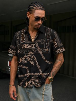 Versace Bandana Black Couture Half Sleeves Shirt 
