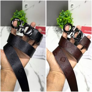 Salvator faragam_o SF-403 black brown monogram design reversible belt with invoice and og box 