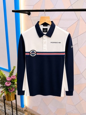 Boss X Porsche Premium Quality Full Sleeve T Shirt Current Store Article Cream Navy Blue