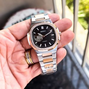 SEIKO AUTOMATIC PREMIUM SILVER COPAR (2ton) BLACK DAYAL