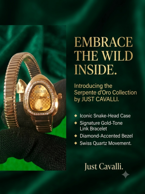Just Cavalli Snake ladies premium gold yellow Diamond 171816