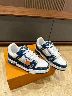 Louiss vouitton LV Trainer Monogram Denim White Blue