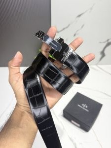 Ax-012 black buccal crocodile reversible belt with og box 