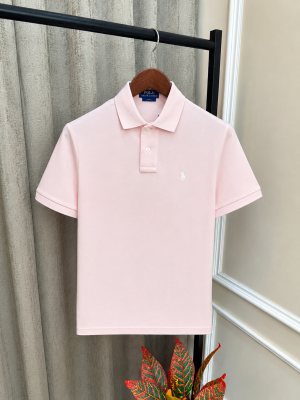 Ralp Lauren Imported Pink Embroidery Logo Premium Polo Neck T-Shirt(1317)