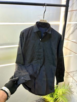 Dolc  & Gabban a Imported Monogram Allover Premium Black Shirt With Brand Box Packing and Carry bag F3222-BL
