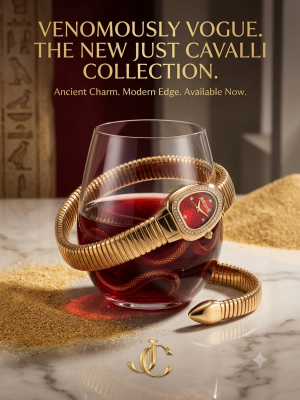 Just Cavalli Snake ladies premium gold red Diamond 171816
