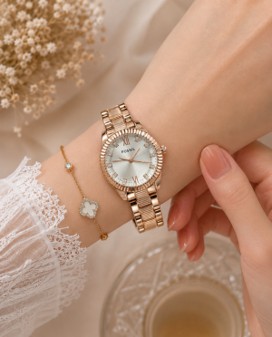 Fossiil Women Diamond Rosegold White Dial