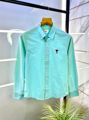 sale_Ami Paris Aqua Green Embroidery Logo Premium Shirt (1806)