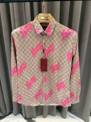 sale GUCC All OVER MONOGRAM PRINT PREMIUM IMPORTED SHIRT WITH BOX AND CARRY BAG (1762)