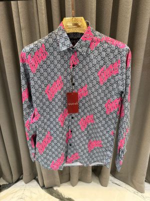 sale GUCC All OVER MONOGRAM PRINT PREMIUM IMPORTED SHIRT WITH BOX AND CARRY BAG (1763)