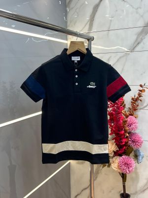 Black Premium Cotton Pique fabric Polo Tshirt with Sleeves Design and Embroidered Logo 3989