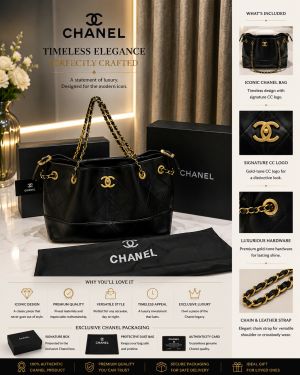 CHANNEL 25 HOBO HANBAG BLACK LEATHER MATERIAL PREMIUM WITH OG BOX 