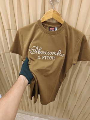 embroidered half sleeve round neck tshirt brown k