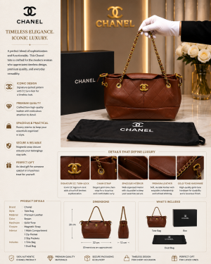 CHANNEL 25 HOBO HANBAG BROWN LEATHER MATERIAL PREMIUM WITH DUST BAG