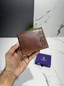Us polo 077 brown leather wallet with og box 