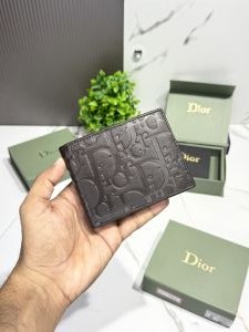 Diior 064 brown leather monogram design wallet with og box