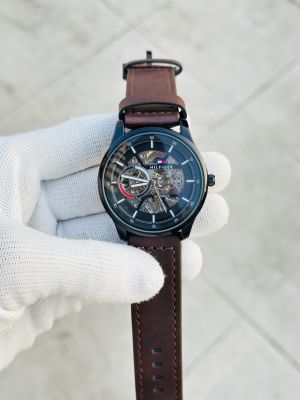 Tommyy Hilfiger Automatic Leather Belt Brown Black AT143