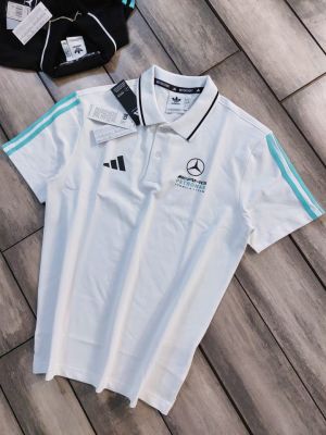 Adida White Collar Neck Premium Printed Polo T-shirt F5076-WH