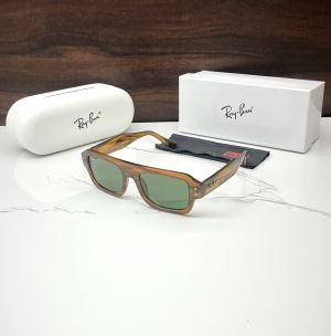 RAYBA. 4445 TIGER BROWN FRAME GREEN GLASSES 