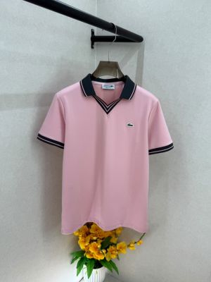 Lacost  Pink V Neck Premium Polo Collar T-shirt F3816-PI