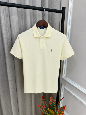 Ralp Lauren Off Yellow Imported  Embroidery Logo Premium Polo Neck T-Shirt(1326)