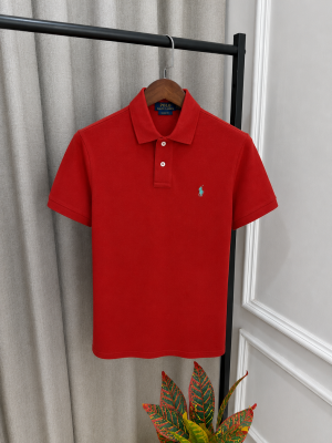 Ralp Lauren Rust Red Imported Embroidery Logo Super Premium Polo T-Shirt(1328)