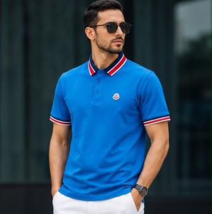 MONCLLER PREMIUM BLUE LOGO POLO