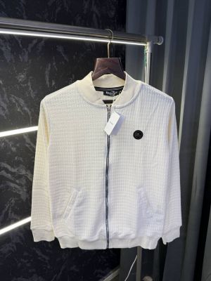 Balmai Paris Knitted Zipper Jacket (White)