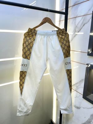 Gucc White Monogram Super Premium Track Pant With Brand Carry Bag F5053-WH